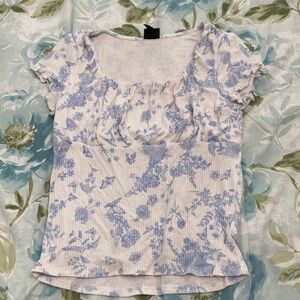 art class Blue and White Floral Kids Tee